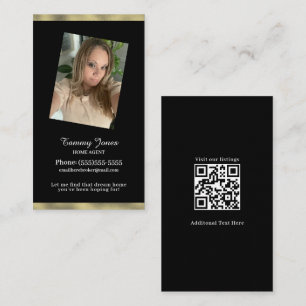 Photo Broker Home Agent Minimalist Gold Black Business Card