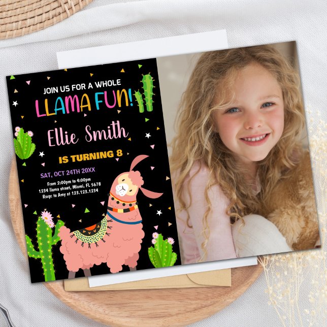 Photo Brown Llama Fun Llama Birthday Invitations (Photo Brown Llama Fun Llama Birthday Invitations)
