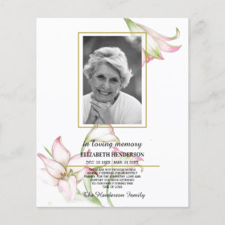 PHOTO Budget Sympathy In Loving Memory. Flyer