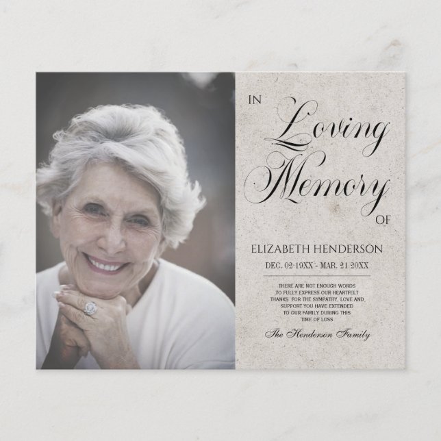 PHOTO Budget Sympathy In Loving Memory. Flyer (Front)