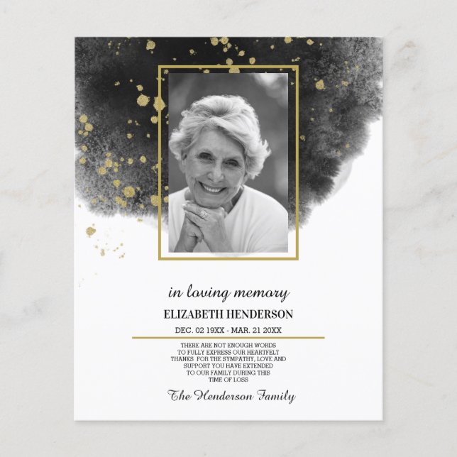 PHOTO Budget Sympathy In Loving Memory. Flyer (Front)