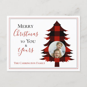 Photo Buffalo Check Christmas Tree  Postcard