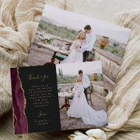 Photo Burgundy Agate Gold Script Wedding