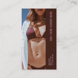 Photo Burgundy Bikini Barista Double Number Coffee Loyalty Card