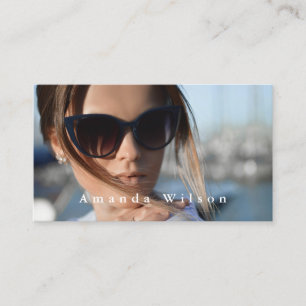 Photo Business Card Simply Modern Black White