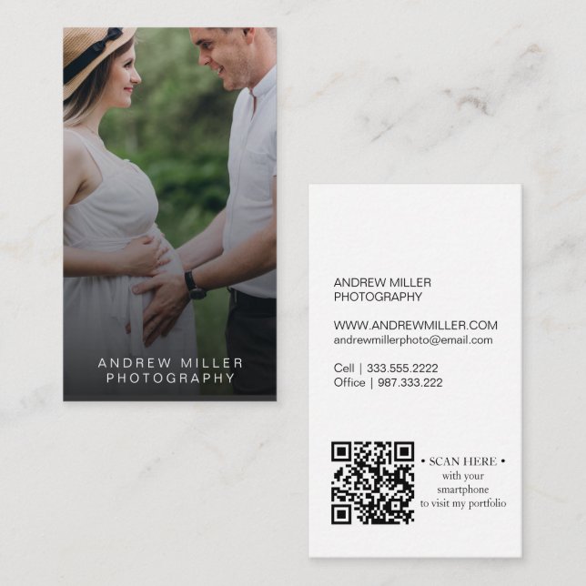 Photo Business card with QR Code vertical (Front/Back)