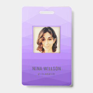 Photo Business ID On Lavender Polygonal Badge