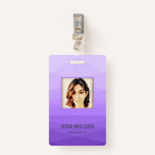 Photo Business ID On Lavender Polygonal ID Badge