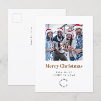 Photo Business Logo Gold Merry Christmas Holiday Postcard
