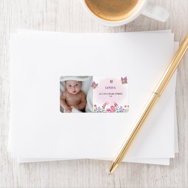 Photo Butterfly And Bees Address  Label (Insitu)