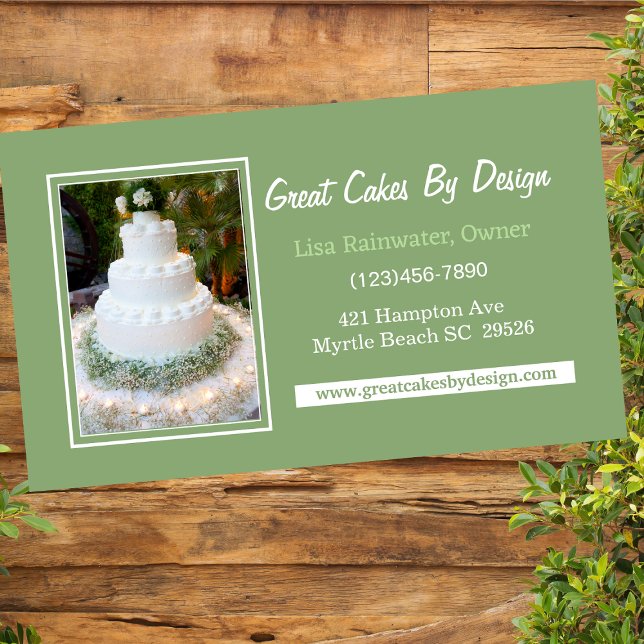 Photo Cake Baker Chef Caterer Decorator  Business Card (Creator Uploaded)