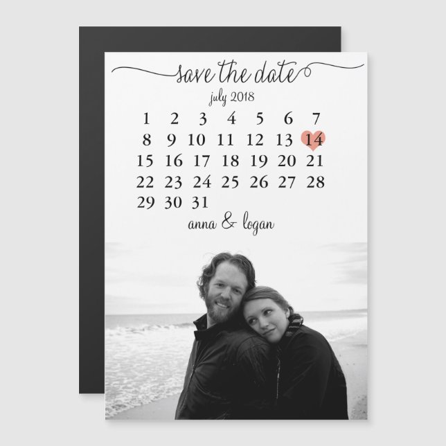 Photo Calendar Save the Date Magnetic Invitation (Front/Back)