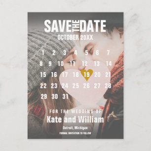 Photo Calendar Save the Date Modern Postcard