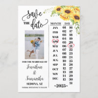 Photo calendar save the date sunflowers wedding
