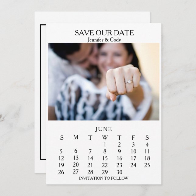 Photo Calendar Wedding Easy Read Save The Date (Front/Back)