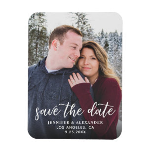 Photo & Calligraphy 2- Darker Save the Date Magnet