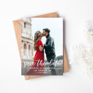 Photo & Calligraphy 2 Lighter Verti Save the Date Invitation