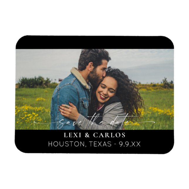 Photo & Calligraphy 3 Mod Save the Date  Magnet (Horizontal)