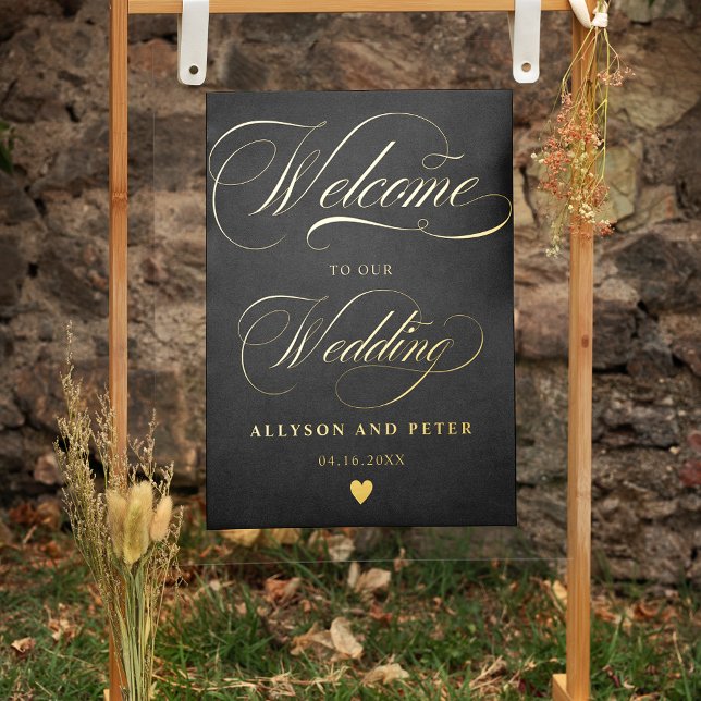 Photo calligraphy chic gold wedding welcome foil prints (Creator Uploaded)