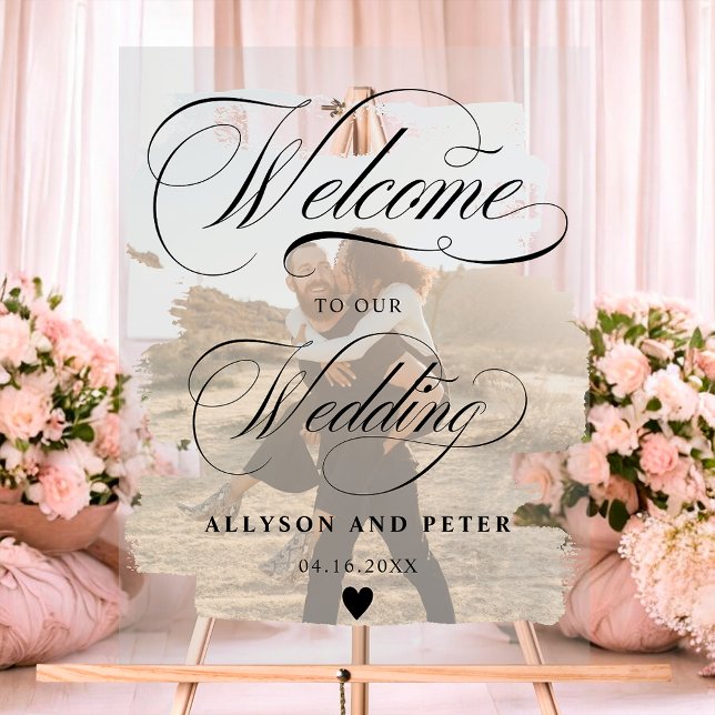 Photo calligraphy chic photo wedding welcome acrylic sign (Photo calligraphy chic photo wedding welcome acrylic sign)
