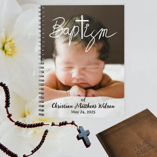 Photo Calligraphy Cross Religious Baptism Notebook