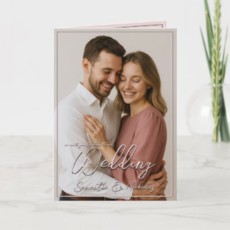 Photo & Calligraphy Folded Minimalist Wedding Invitation