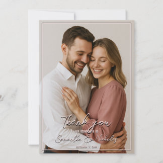 Photo & Calligraphy Minimalist Blush Thank You Card