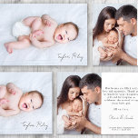 Photo Calligraphy Name Birth Stats New Baby Thank You Card<br><div class="desc">A modern thank you card</div>