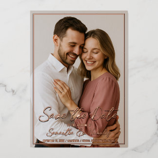 Photo & Calligraphy Real Gold Save the Date