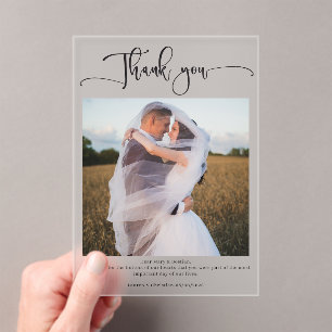 Photo Calligraphy Wedding Thank you Card Acrylic Invitations