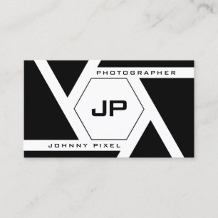 Photo camera lens with initials photographer  business card