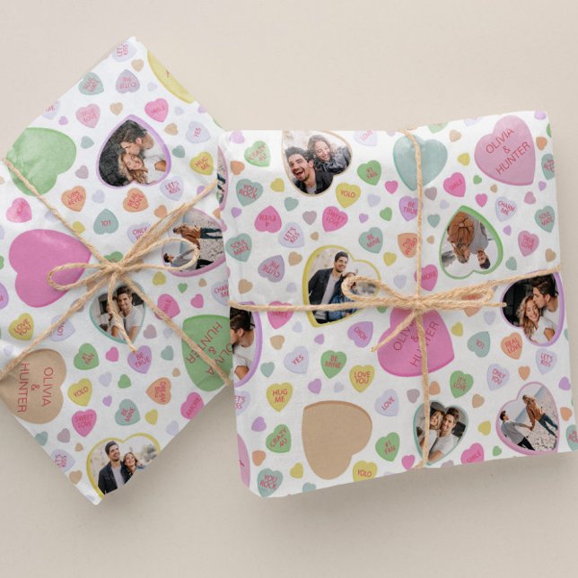 Photo Candy Heart Valentine's Day Gift Wrap (Creator Uploaded)