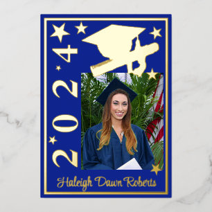 Photo Cap/Diploma/Stars, Royal Blue Graduation