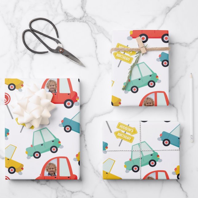 Photo Car Personalised Wrapping Paper Sheet (Front)