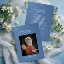 Photo Card Child Remembrance Blue Metallic Effect