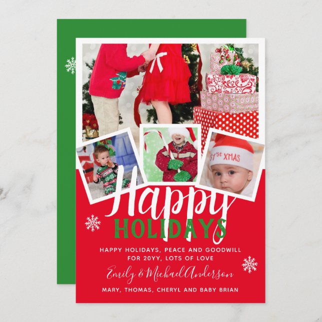PHOTO CARD Happy Holidays 2022 Red Green (Front/Back)