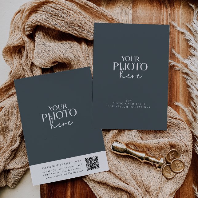 Photo Card with QR Code for Vellum Wedding Invites (Photo Card with QR Code for Vellum Wedding Invites)