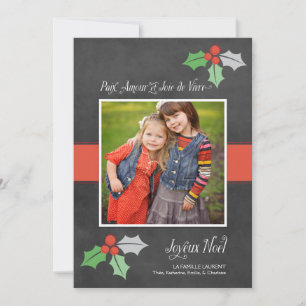 Photo Cartes de Noël   Paix Amour et Joie Holiday Card