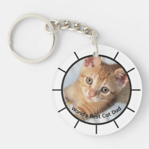 Photo. Cat, Dad, replaceable, Text, Name ,Funny Key Ring