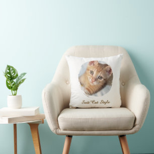 Photo Cat Text, Replaceable, Funny Cat Style Cushion