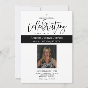 Photo Celebrating the life Funeral Memorial Invitation