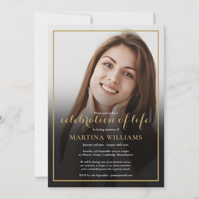 Photo Celebration of Life Funeral Invitation (Front)