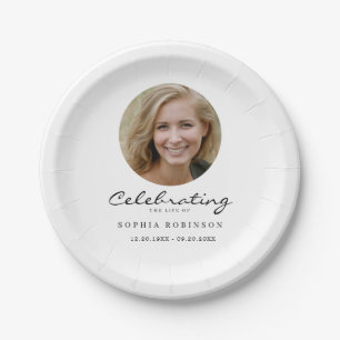 Photo Celebration of Life Funeral Memorial Paper Plate