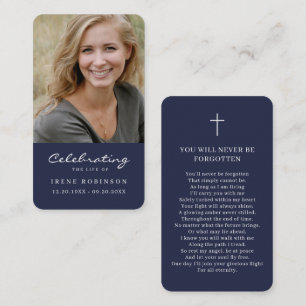 Photo Celebration of Life Funeral Prayer Blue Card