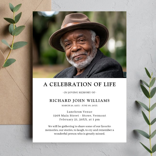 Photo Celebration of Life Memorial Invitation (Photo Celebration of Life Invitation)