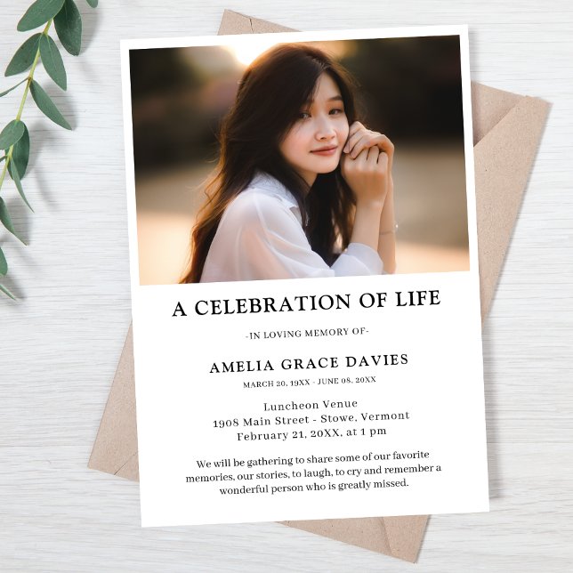 Photo Celebration of Life Memorial Invitation (Celebration of Life Invitation)
