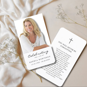 Photo Celebration of Life Memorial Prayer Card
