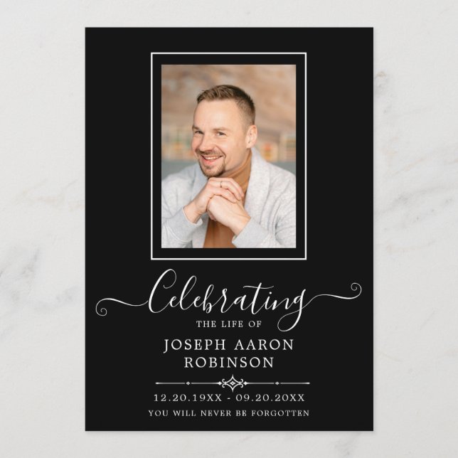 Photo Celebration of Life Order of Service Black Program (Front)