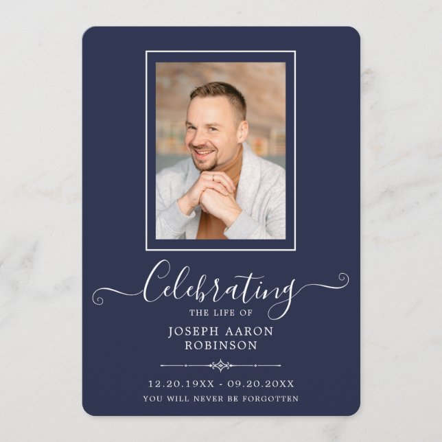 Photo Celebration of Life Order of Service Blue Program (Front)