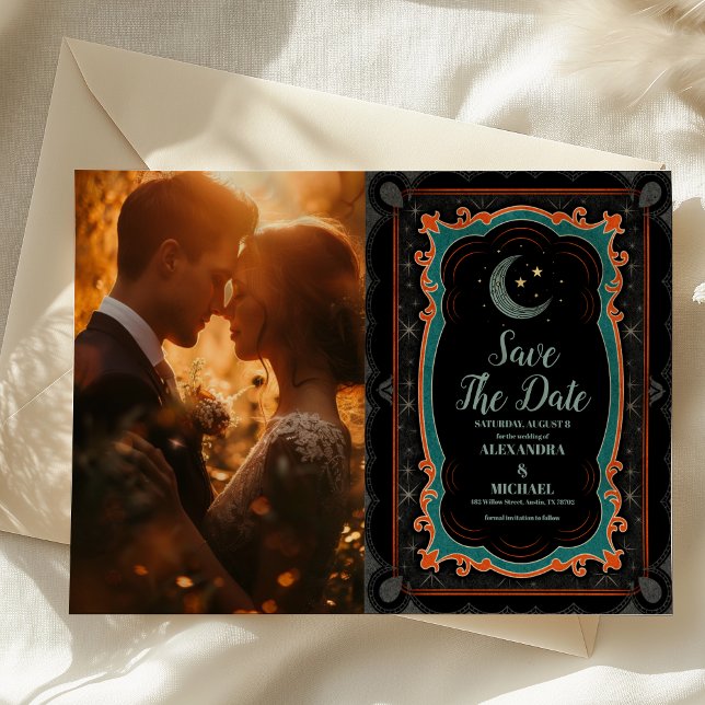 Photo Celestial Mystical Moon Starry Night Wedding Save The Date (Creator Uploaded)